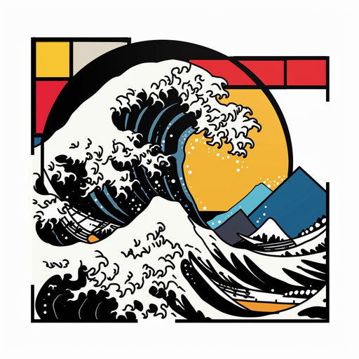 Tattoo sketch of a Japanese wave in pop art style