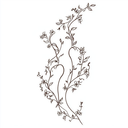 Flat tattoo sketch of beautiful toe tattoos with floral vines