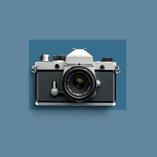 Photologo with clean typography and corporate look, in blue and silver