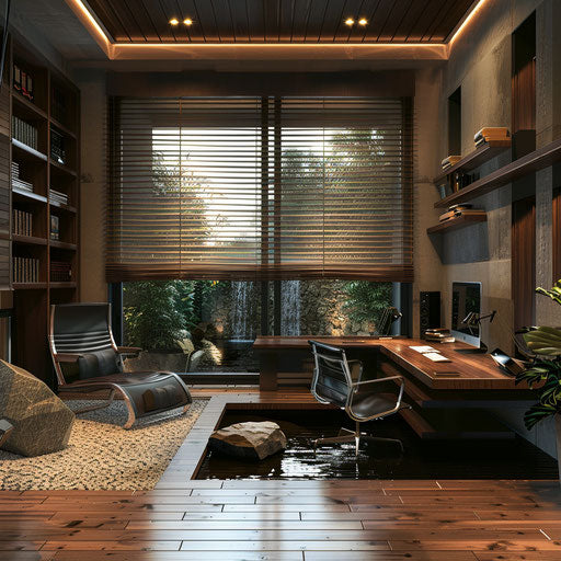 Zen home office with meditation space