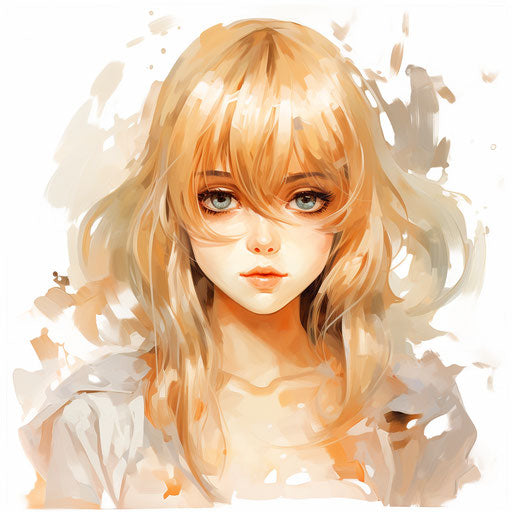 Anime clipart in the style of Oil painting, on a white background