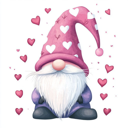 Valentine's Day gnome with pink hat, vector illustration on white