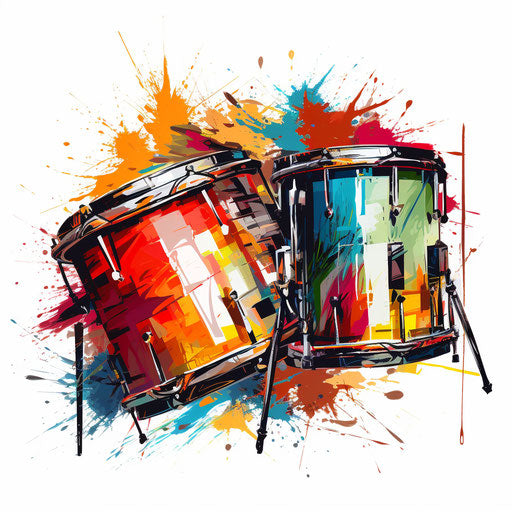 Drum illustration in the style of oil painting, on a white background