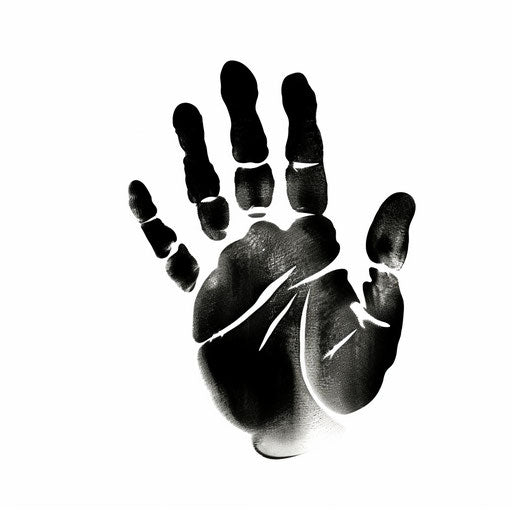 Handprint clipart in chiaroscuro style on white background
