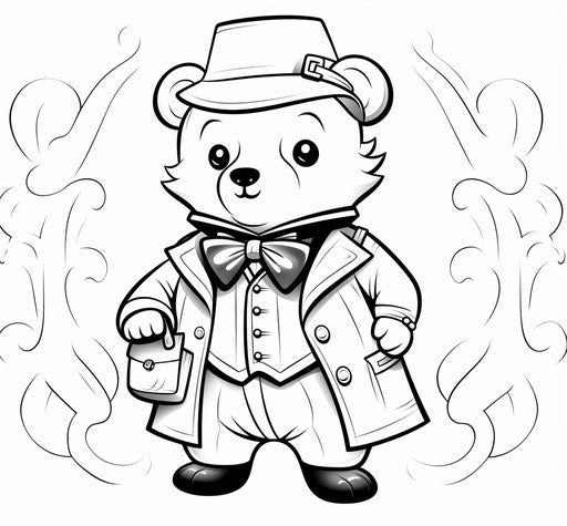 Coloring pages with a teddy bear in captivating gaze