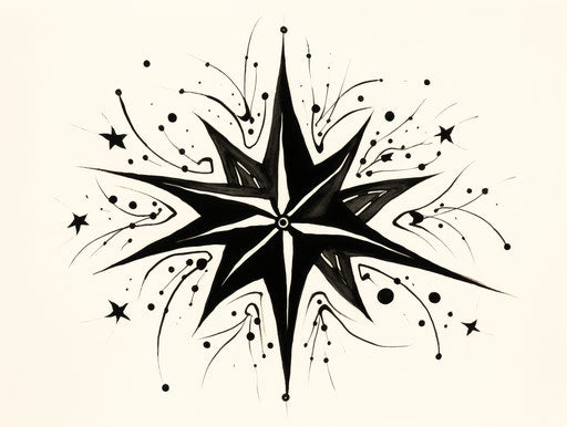 Minimalistic black and white star in space