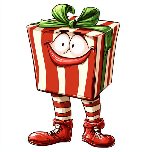 Humorous caricature of a Christmas gift clipart