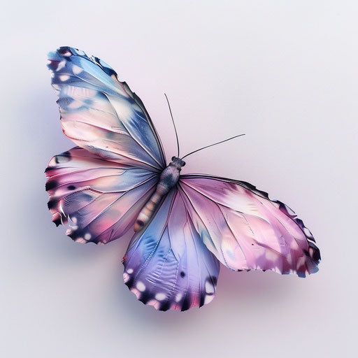 3D butterfly in pastel shades on white canvas