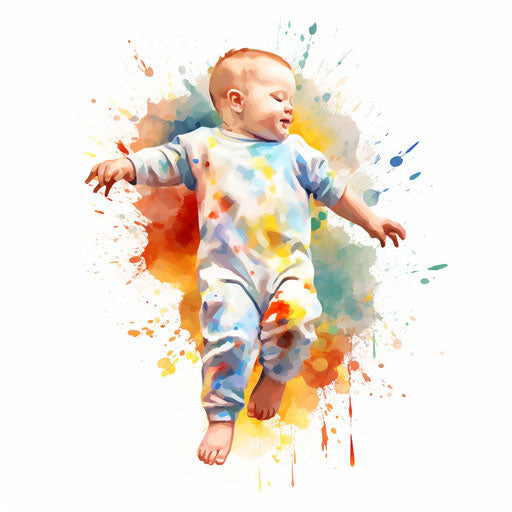 Baby outfit illustration in the style of Impressionistic Art, on a white background