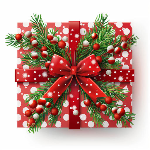 realistic Christmas present clipart on flat white background