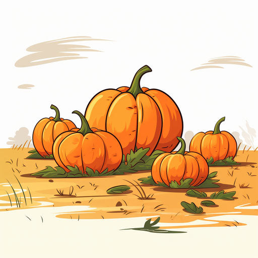Minimalist pumpkin patch clipart on white background