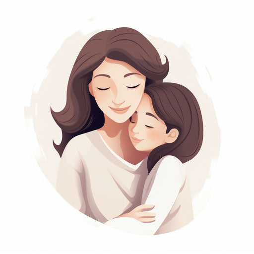 Minimalist style clipart of a mother, on white background