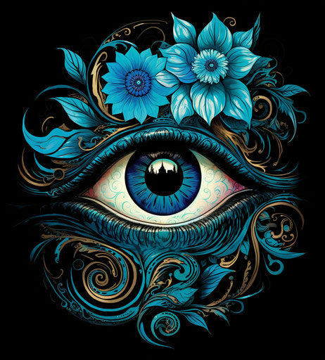 Blue eye in ancient god style turquoise black symbol