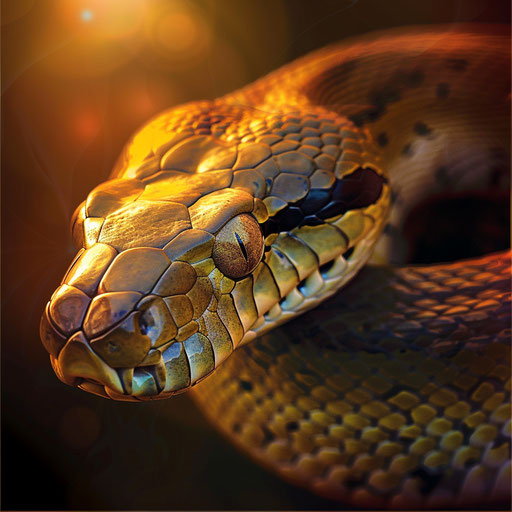 Python snake in dramatic evening light