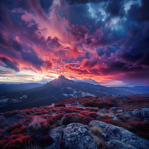 Mount Wellington, Tasmania with dramatic clouds and rich hues