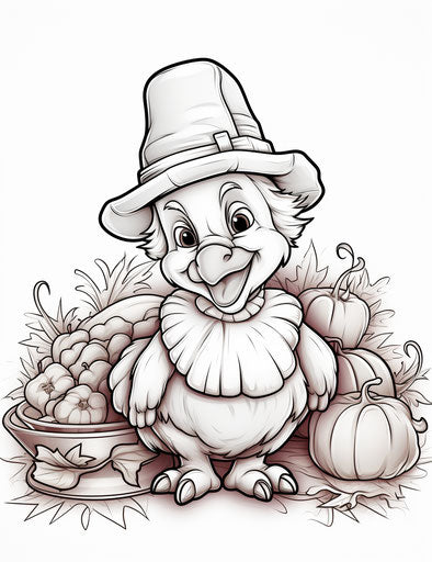 Thanksgiving turkey coloring page, in animated gifs style, miniaturecore 24:31