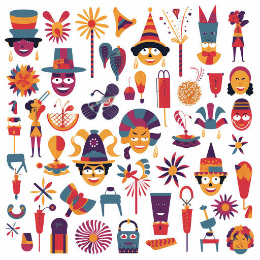 Minimalist style carnival clipart on white background