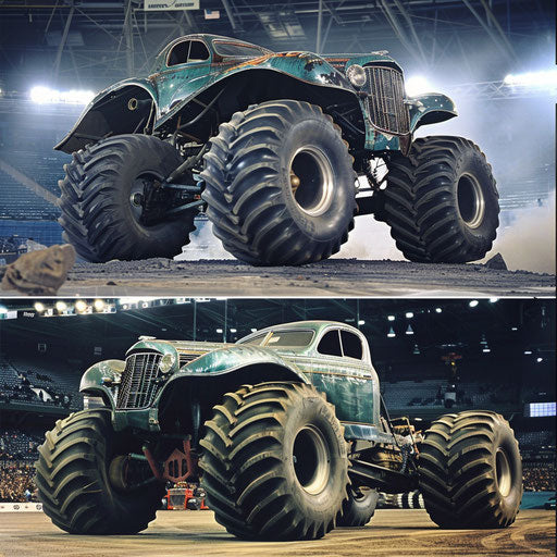 The 1954 Bentley R Type Continental turned monster truck crushing cars in an arena