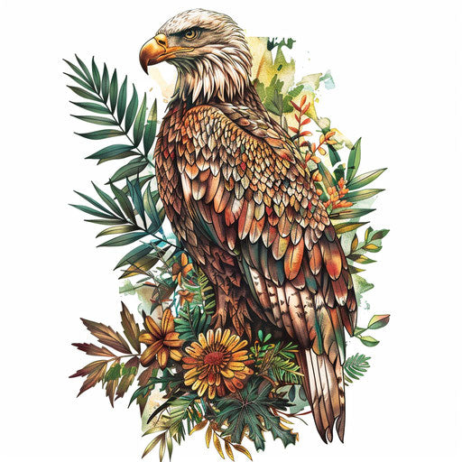 Eco-friendly eagle tattoo on white background