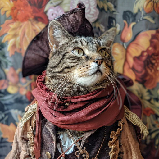 Pirate Cat in Maroon and Amber Costume