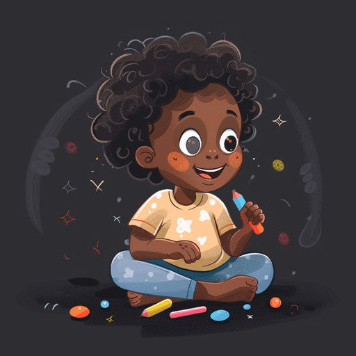 Preschool clipart rendered in a realistic style on a flat, dark charcoal background, accentuating dramatic contrast and intricate detail.