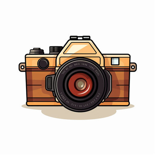 Minimalist camera illustration on white background