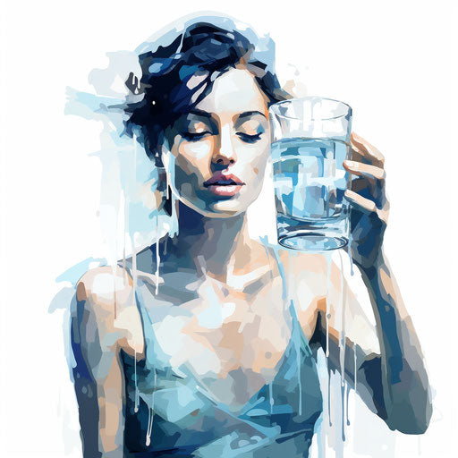 Illustration of a glass of water in the style of Impressionistic Art