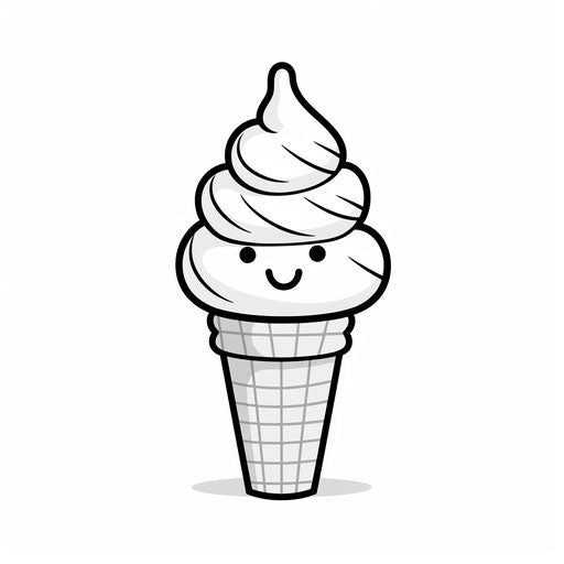 Smiling ice cream cone in simplified line work
