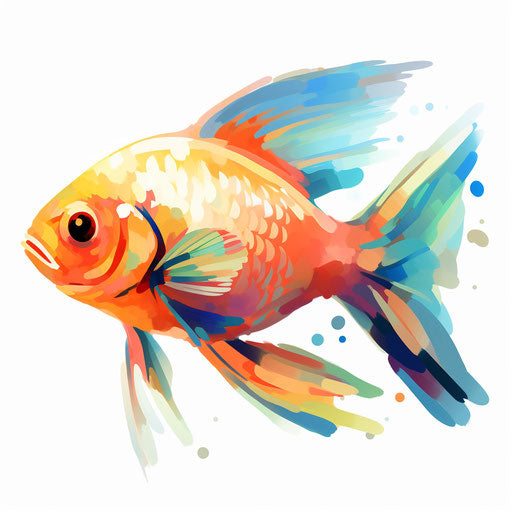 Adorable fish drawing in the Impressionistic Art style, on white background