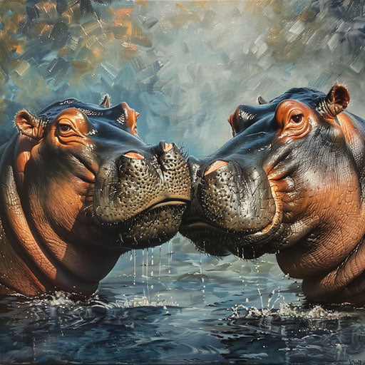 Heartwarming scene of two hippos 'kissing'
