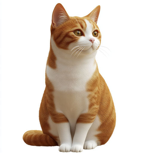 3D cat in photo realistic style with flat white background