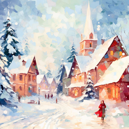 Christmas clipart images in the style of Impressionistic Art, on a white background
