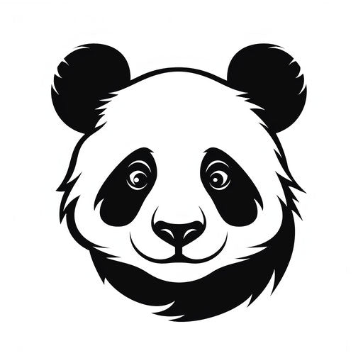Minimalist panda clipart on white background