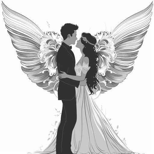 Wedding clipart in photorealistic style with flat random background