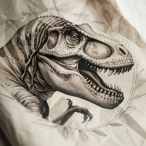 Vintage-style dinosaur tattoo concept