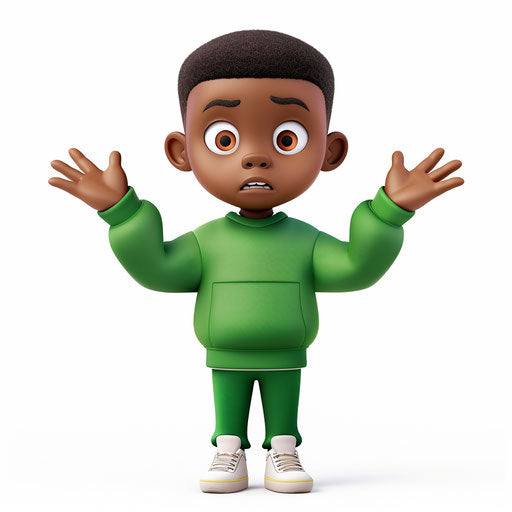 Confused African American boy, classic Disney style