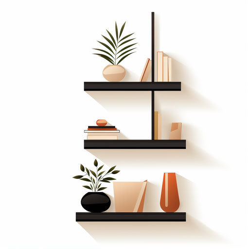 Minimalist style shelf clipart, on white background