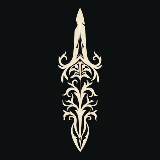 Pattern on knife, iconographic symbolism, swordpunk