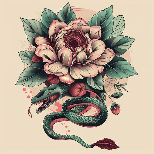 Elegant sketch of poisonous flower, flat design with soft pinks and greens