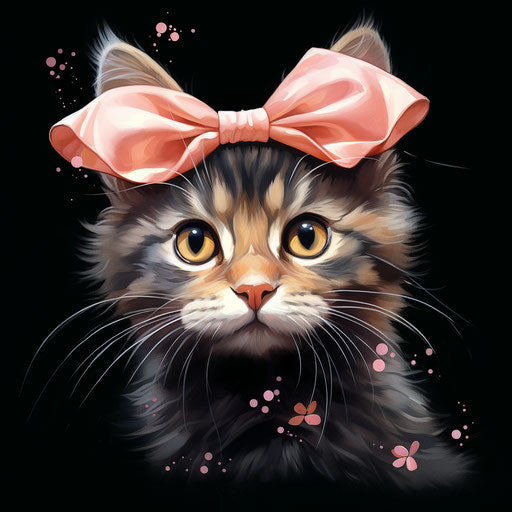 A cat with a bow on its head