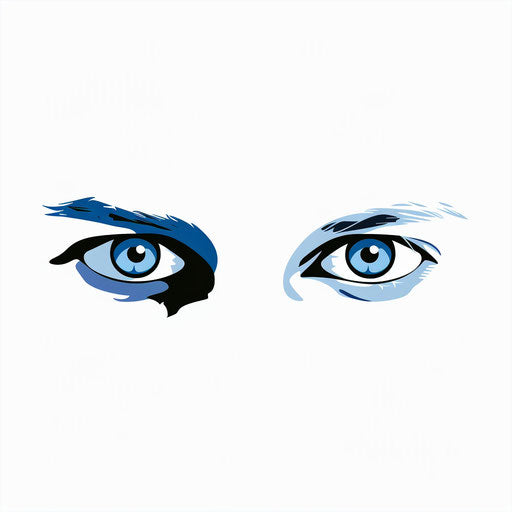 Two blue eyes on white background
