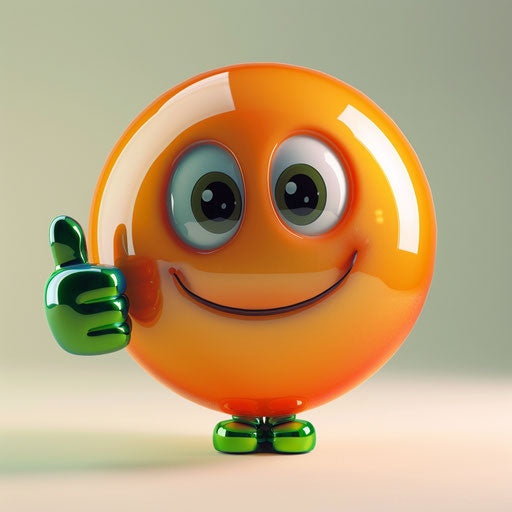 Faux smiley face with thumbs up