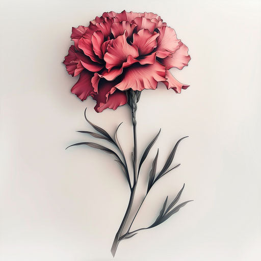 3D style carnation tattoo on plain white background