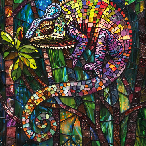 Chameleon in a stained glass