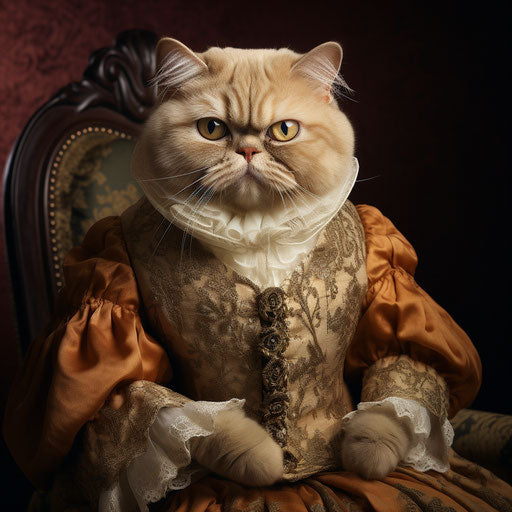 Exotic shorthair cat dressed up as woman