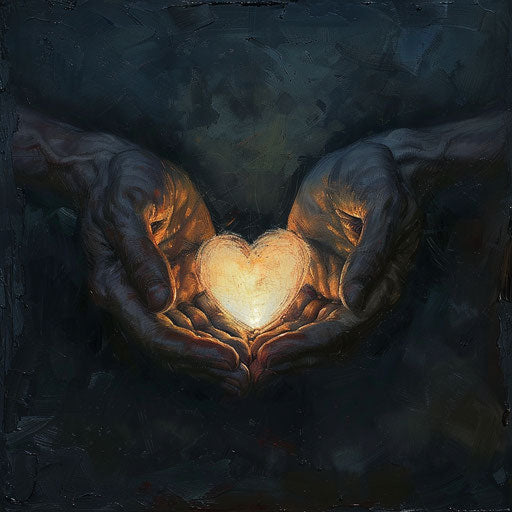 Mystical glow in joining hands