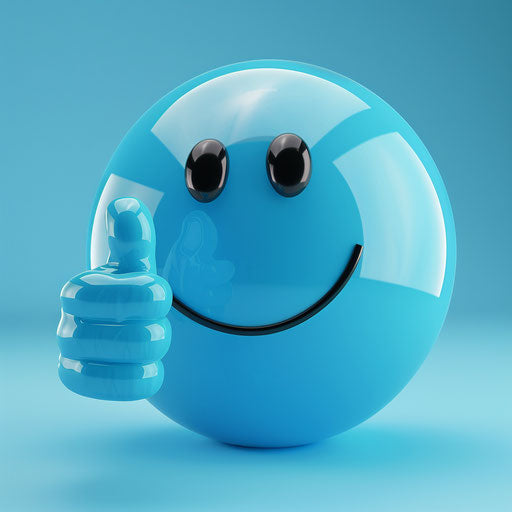Blue smiling face with a thumbs up