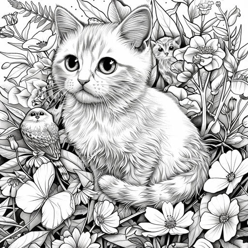 Learning Fun with Kitten Coloring Page