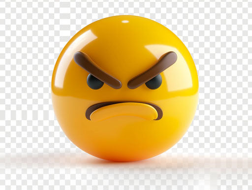 Angry emoticon - transparent background, light gold and light azure style, associated press photo, group f/64, blink-and-you-miss-it detail 4:3