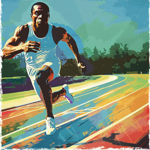 Realistic track and field illustration on random flat background